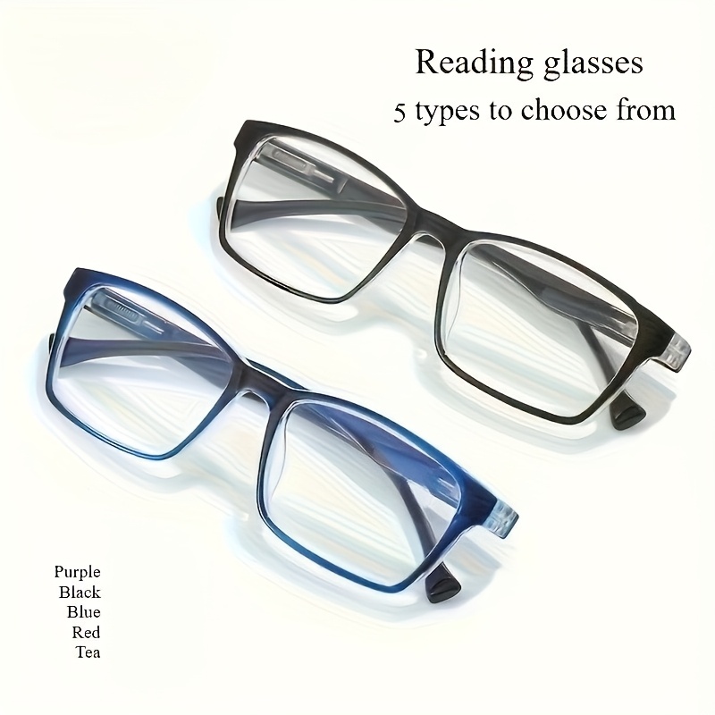 Black Mature Business Style Square Full Frame Reading Glasses, Blue Simple Office Style Square Computer Glasses, Small Size, Lightweight and Easy to Carry, Fashion, Trendy, Daily Accessories