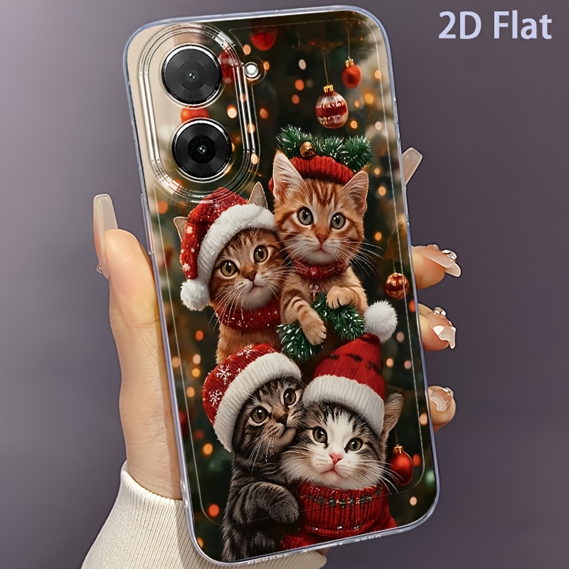 Etui za telefon - 2D ploski božični mačji etui za telefon za Redmi 10 12C 13 14C A3 A5 4G Note 10 11S 12 13 14Pro+ Xiaomi 15 13 14T Pro Poco C