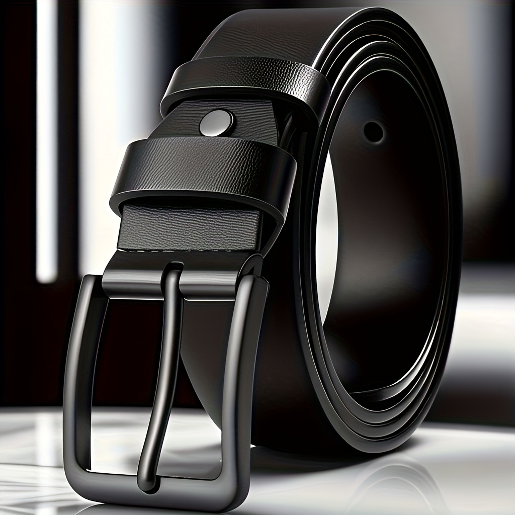 E-shop Herrenmode, eleganter, hochwertiger Gürtel mit echtem Leder und Legierungsschnalle - Mittelbreite, schweißresistente schwarze Technologie,