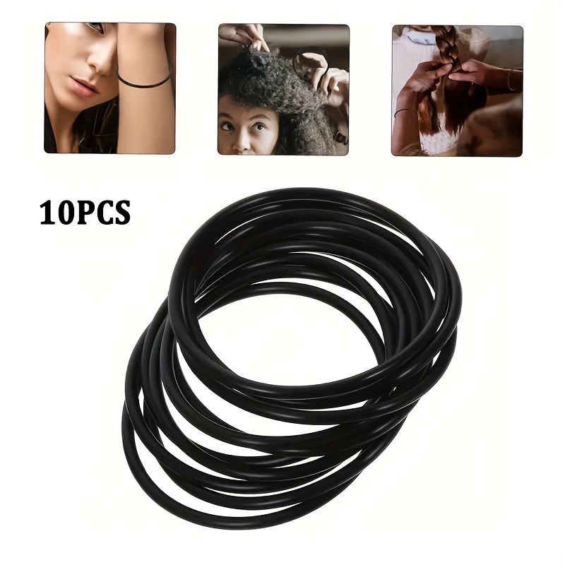 TEMU 10pcs Black Hypoallergenic Jelly Silicone Wristbands - Stretchable Non-slip Unisex Bracelets For Sensitive Beige, &, Gym, Parties, Music