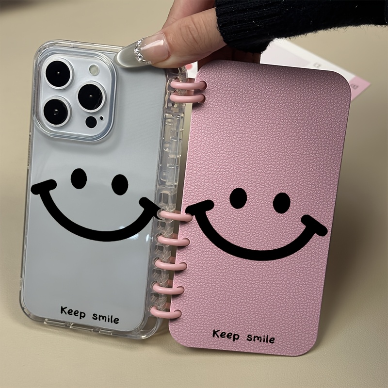 TEMU Phone Case: A Simple Black Face Pattern Flip Notebook Phone Case. Suitable For Iphone 17 Protective Cover, A Notebook-style Drop-proof Phone