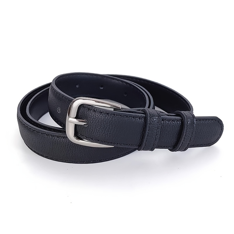 

1pc Men's Casual Black Leather Belt With Alloy - Slim Fit For Wear