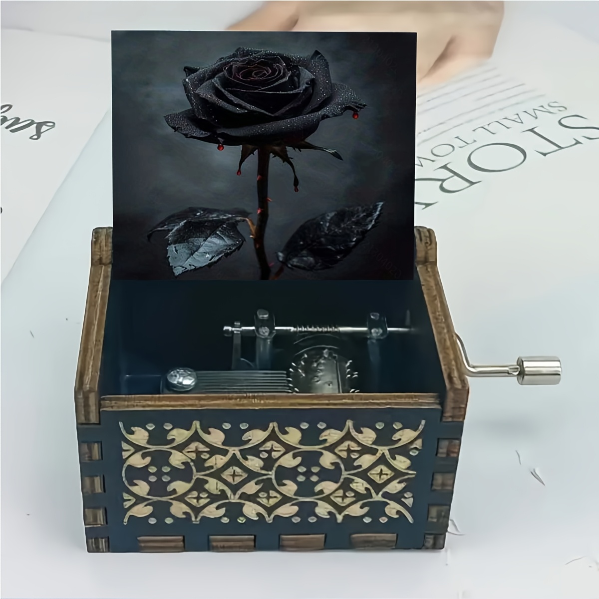 TEMU de de madera de 1 pieza con manivela, y - Decoración vintage para el hogar, no requiere electricidad, regalo único para , aniversarios, Día de