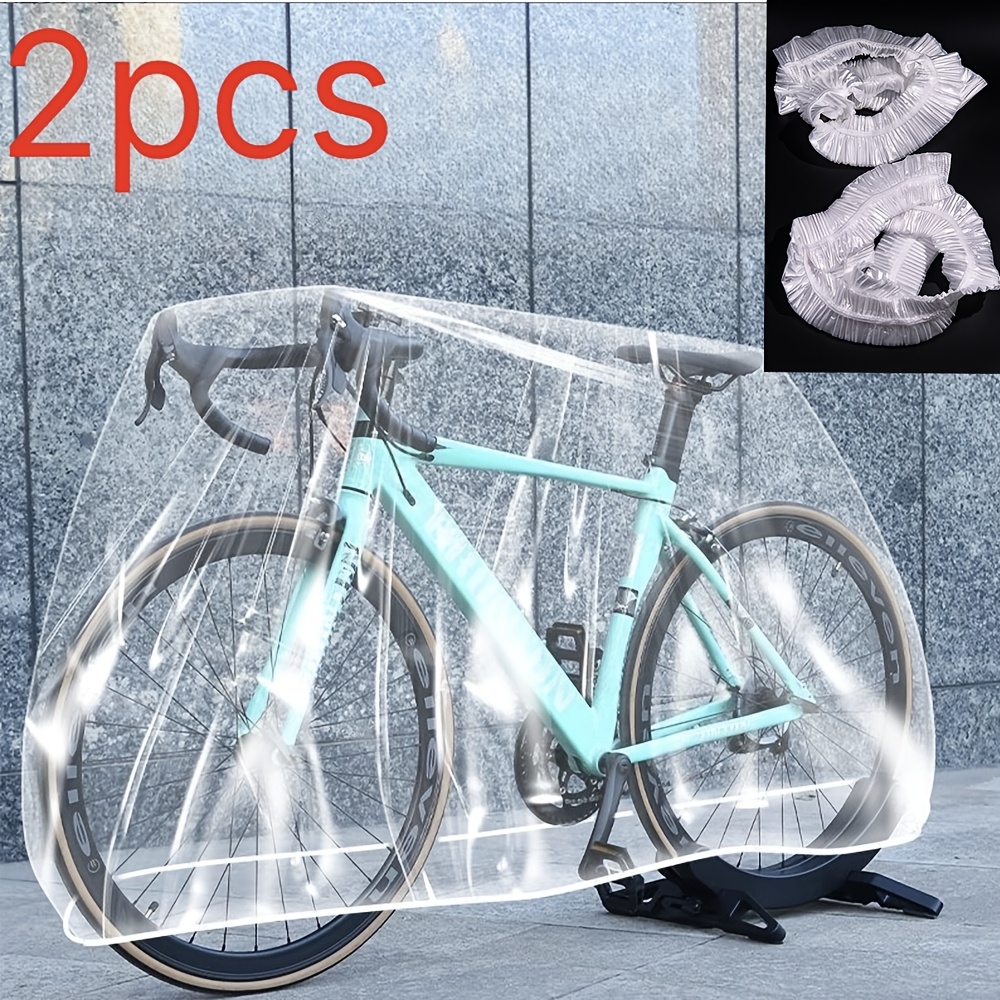 TEMU Lot de 2 housses jetables transparentes pour vélo et vélo électrique, housse de protection imperméable et -poussière pour véhicule d'extérieur,