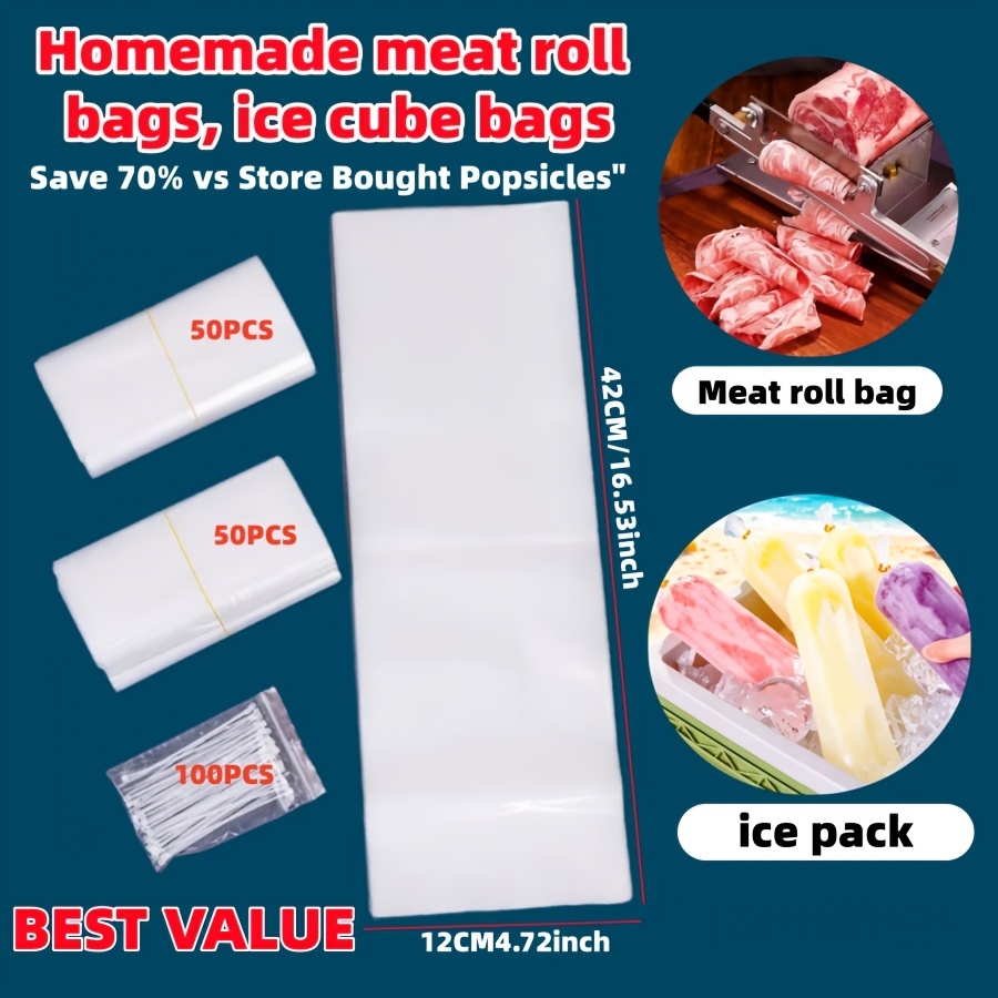 TEMU 200 pezzi, Sacchetto per carne tritata, Cubetto di , Sacchetto per con di ispessiti, soia, T癡 al latte, Refrigerazione, Macchina per schiacciare