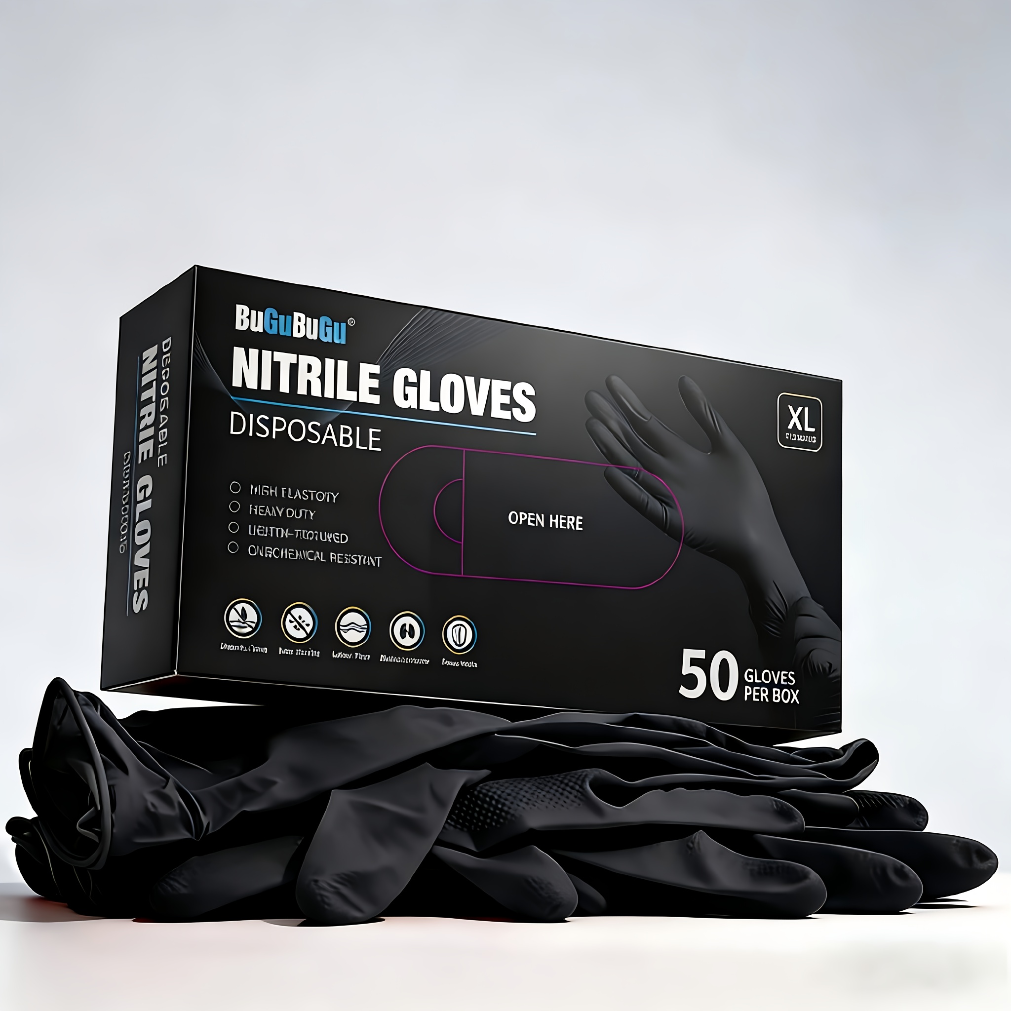 50pcs black disposable pure nitrile gloves   for household cleaning pet bathing tattoo and   tools daily home use and professional cleaning purposes car care gloves cleaning gloves textured durable