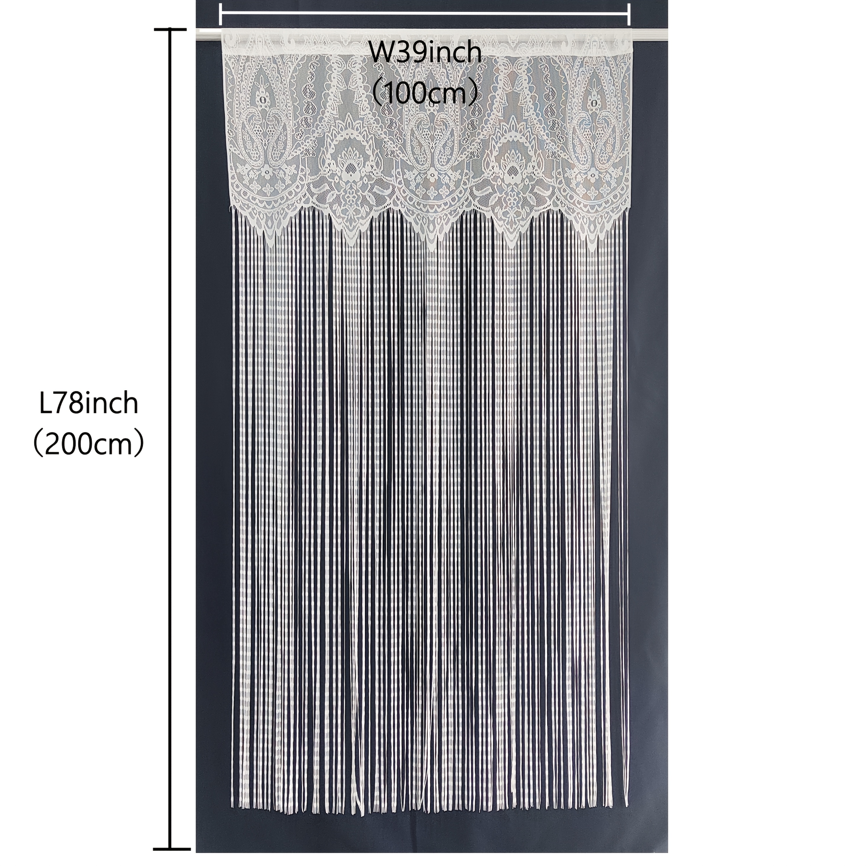 Image of 1 Panel White Lace Sheer Doorway Curtains - Bohemian Style , Rod Pocket Top, Hollow Lace Tulle, Unlined, Use For Entryway, Living Room, Kitchen