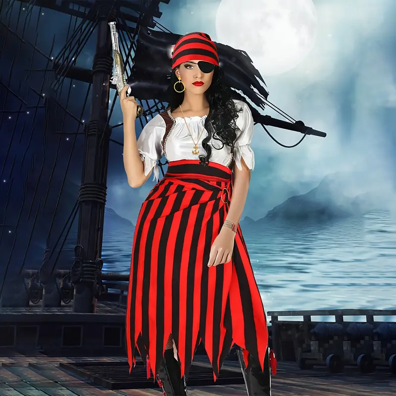 short pirate dress Ladies Short Sparkly Pirate Skull Party Dress Sequin Halloween Costume NEW 10-12