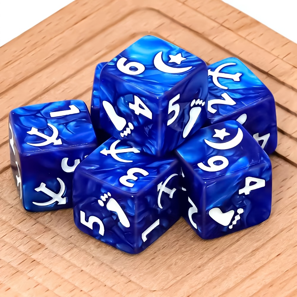 CandyPixel 6pcs Creative Pattern Blue and White Dice Set