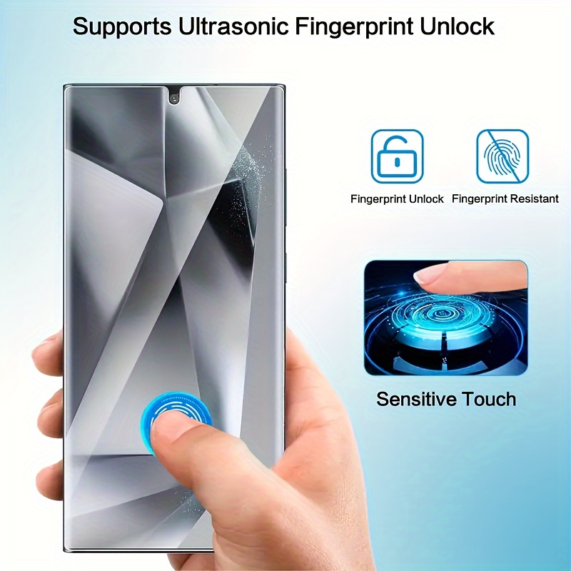 

Protection d'écran pour Galaxy S24 Ultra - 2 paquets [Compatible avec l'empreinte digitale] Sensible au toucher, verre trempé 9H pour S24 Ultra 6,8 pouces, compatible avec les étuis