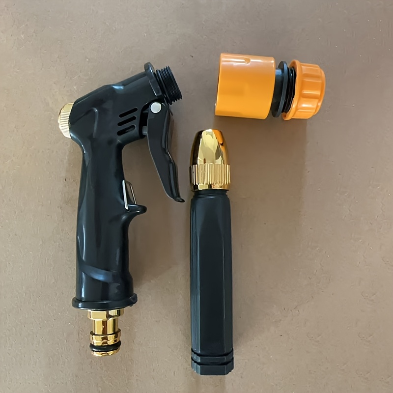 TEMU 1set Car Wash Tools High-pressure Water Gun And 1/2 Inch Quick Connect Kit, Car Wash Tools And Adjustable Nozzle, Drain Cleaner, Suitable For