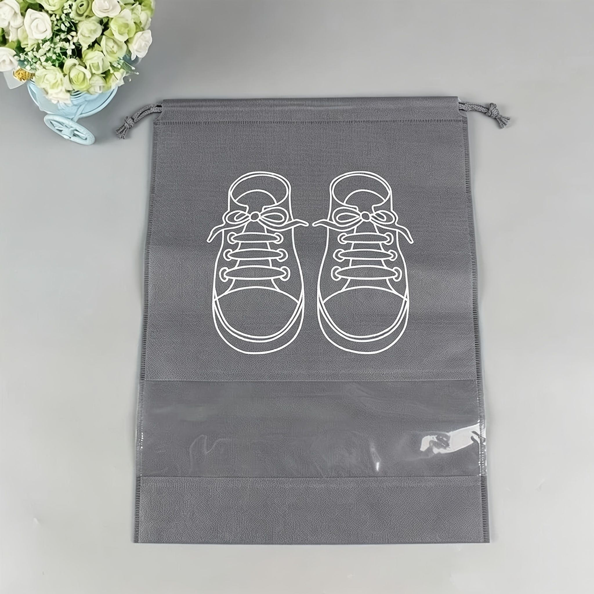 TEMU Lot de 6 sacs de rangement pour chaussures ; Sacs à chaussures -poussière, sacs organisateurs de chaussures de voyage, fermeture par cordon de