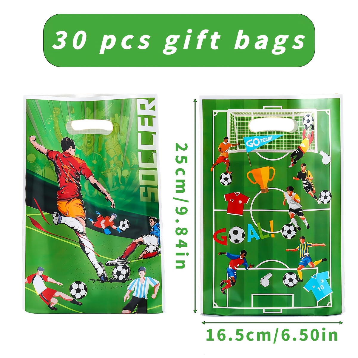 E-shop 30/50er Pack Fußball-Goodie-Bags, Fußball-Themen-Party-Gastgeschenktüten, Plastik-Snacktüten, Geschenkverpackungs-Tragetaschen,
