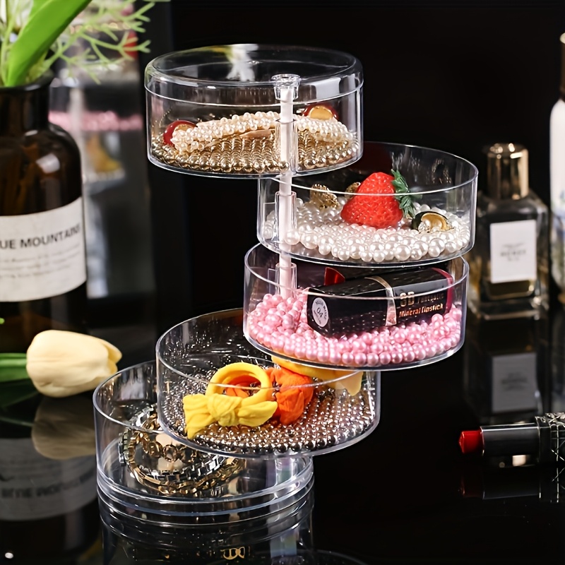 multi layer jewelry box transparent multi rotating earring and bracelet storage box suitable for 5 scenes with lid dustproof storage rack multi functional desktop storage box jewelry boxes Product details 2