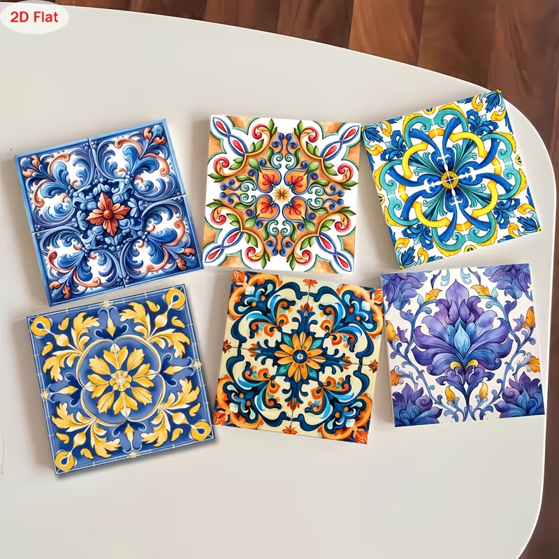 TEMU 6pcs Wood Coasters Suitable For Bars, Cafes, Home Decor - Wood Table Protectors With Elegant Patterns, Hand Washable Savers For Tables, Holiday