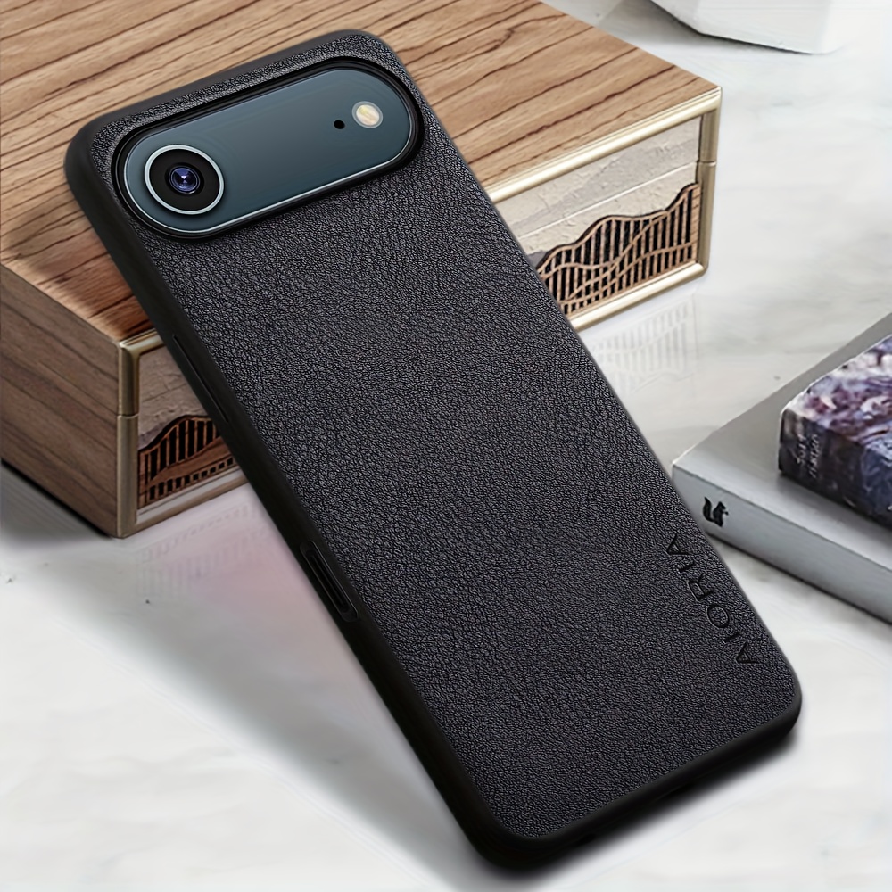 TEMU Phone Case - Luxury Retro Faux Leather Phone Case For Iphone 17 Air 17pro Max 17e Matte Soft Bumper Hard Back Cover Fashion Protective Case