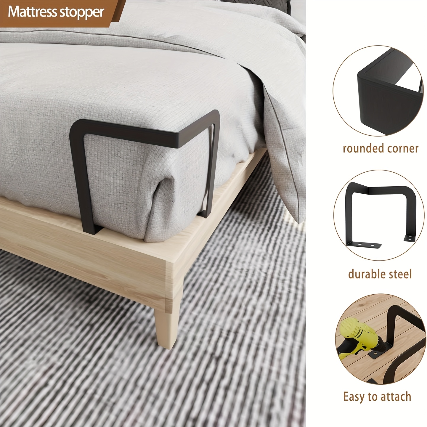 XZEIT 4 Pezzi Fermoletto Regolabile Anti-Shake Per Testiera E Struttura Letto - Supporto Telescopico Con Vite (47-64 Mm) - Per Letto, Divano, Armadio, Mobile