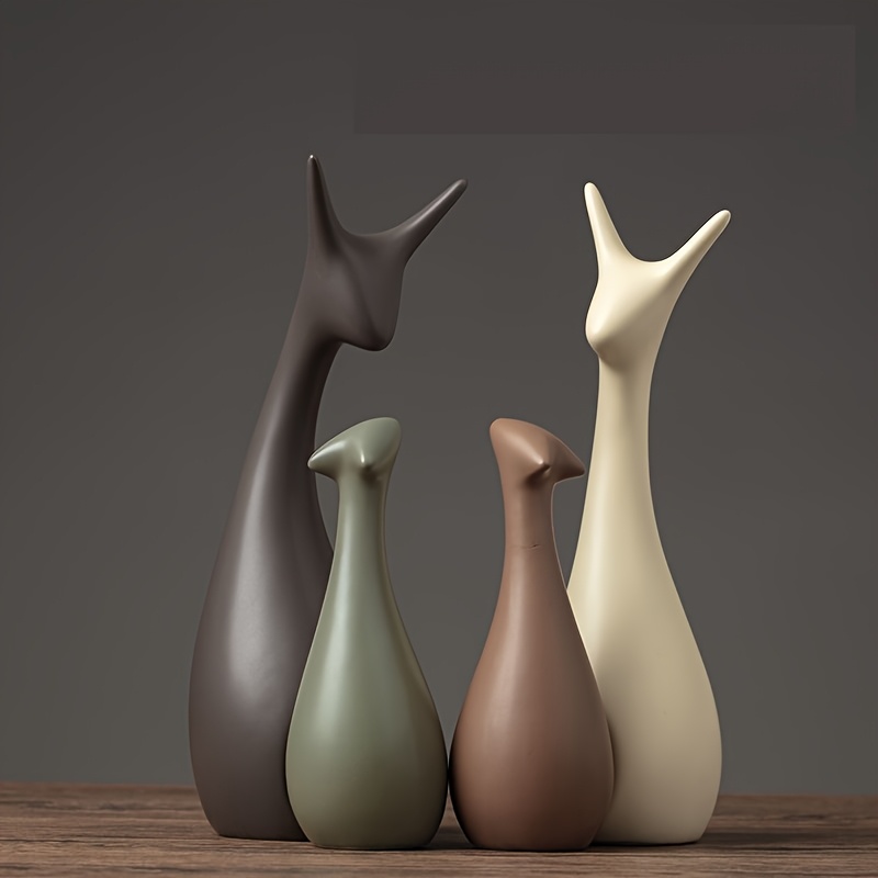 TEMU 4pcss 4pcs Family Combination Deer Statues, 4 Family Deer, Ornaments, Family Statues, Christmas New Year Relocation Gifts Suitable For Living