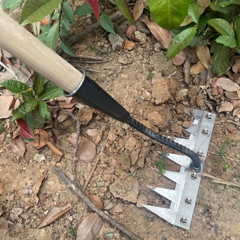 Grebla de gradina din otel inoxidabil | Instrument profesional trei-în-unu pentru plivitul, slăbirea și arat | Esențial pentru grădinile de acasă, curțile și plantarea pe balcon | Cap de greblă durabil din oțel mangan | Întreținere ușoară pentru gazon, grădini și terenuri de legume