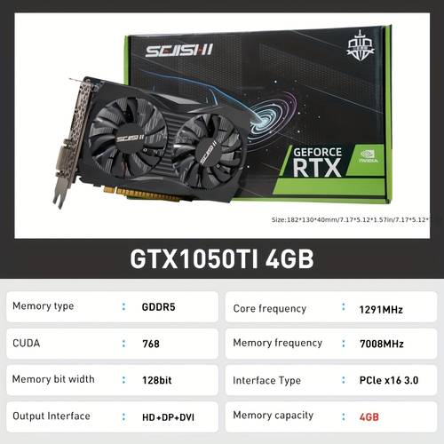 1050ti 4gb 4gb gddr5 128bit 14nm pcie vga interface gpu for pc gaming and graphics