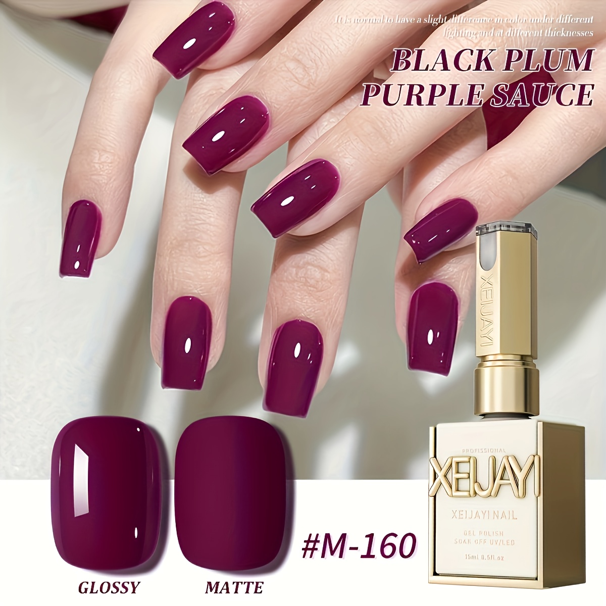 TEMU Wine Red Gel Nail Polish, High Magenta, Long-lasting Shiny Finish, Led Cured Diy Nail Art, Design, Alcohol-free Formula, Easy Application Nail Gel, Gel Polish For Manicure6