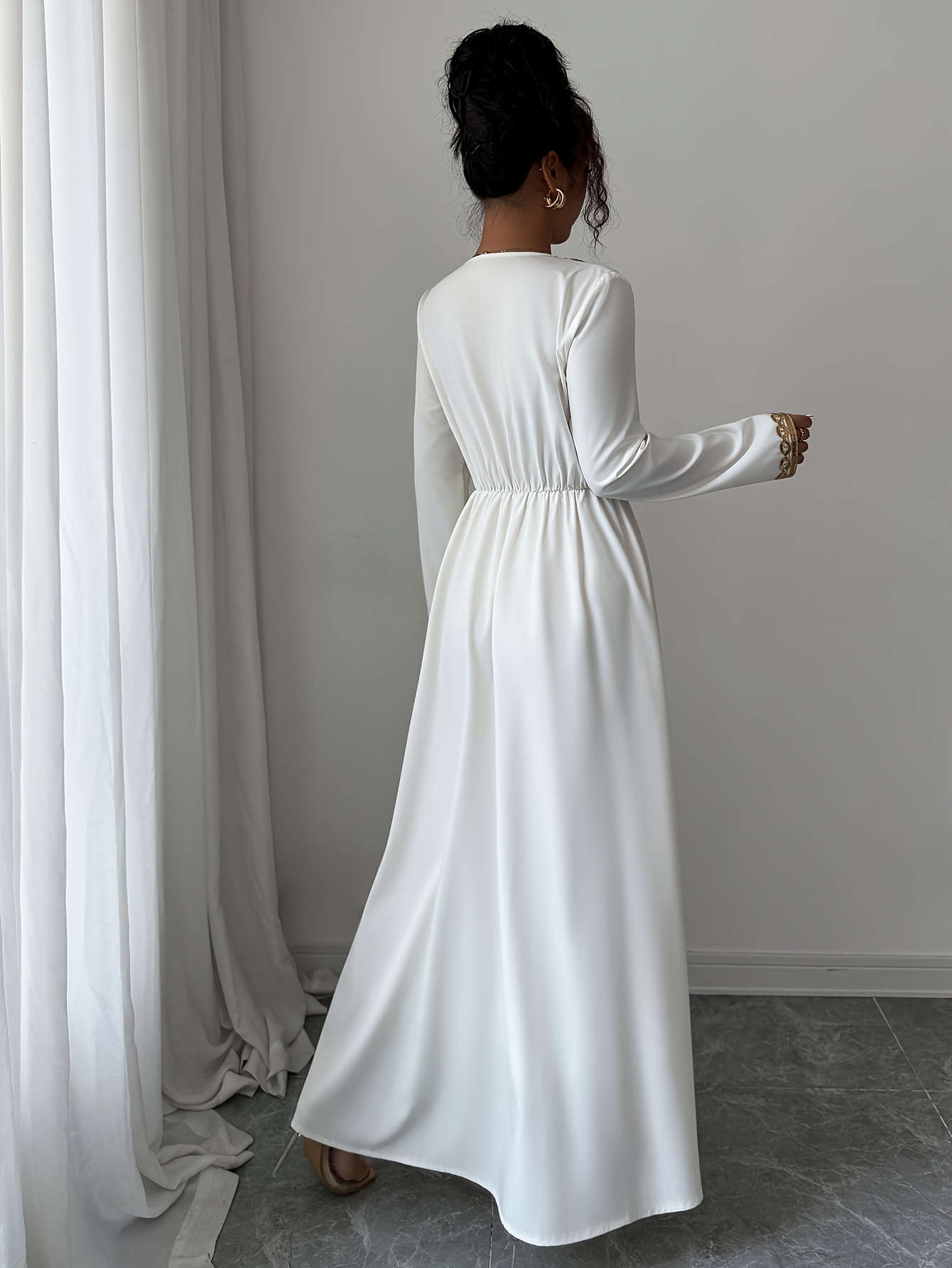 navy blue dress for baby girl Elegant Burgundy Winter Evening Dresses 2020 A Line Princess V Neck Sequins Tassel  Long Sleeve Floor Length Long Formal Dresses main image 1