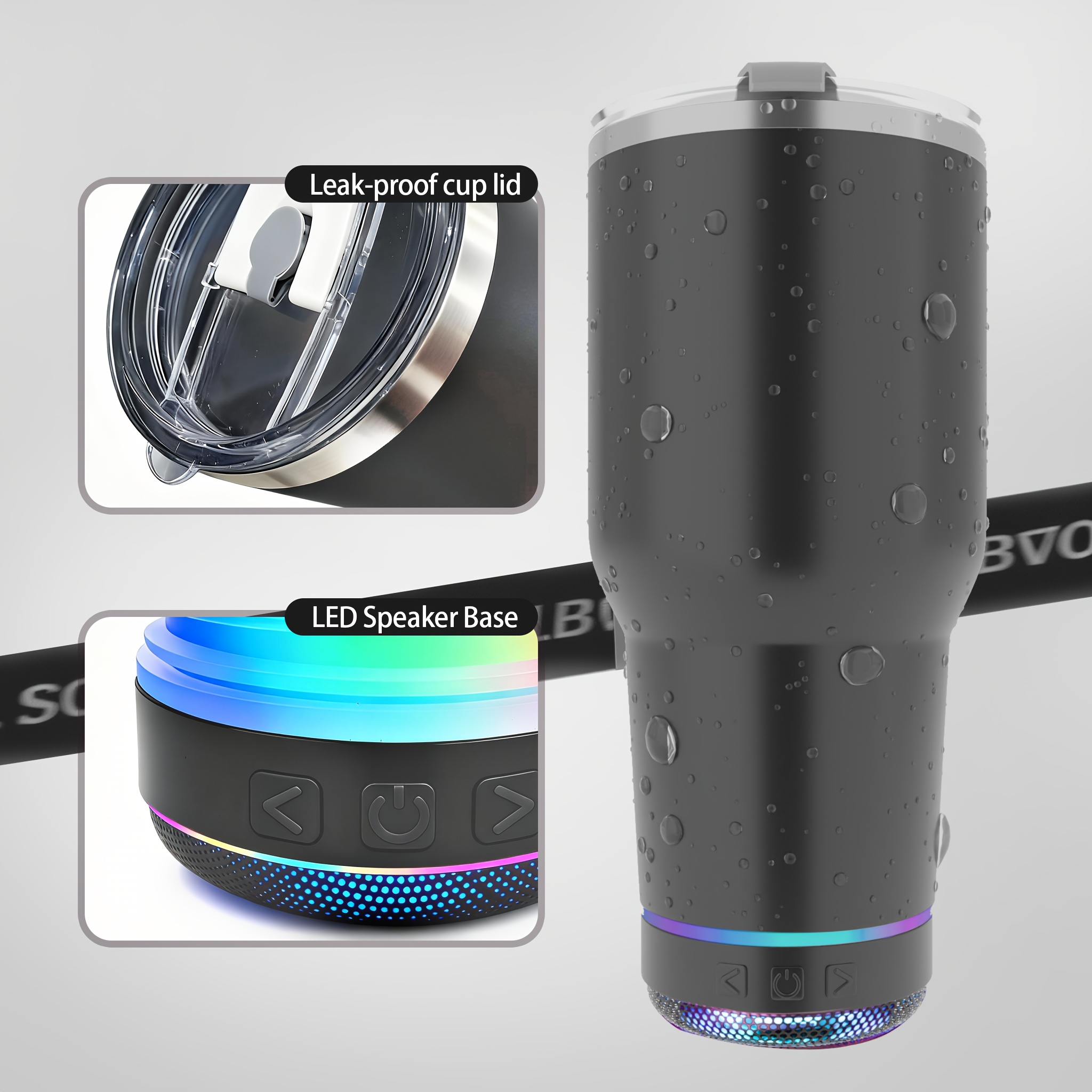 TEMU 1pc Of A Christmas And Halloween Gift, A Portable Outdoor Wireless Music Cup That Functions As A Speaker And A Vacuum Bottle With Led Music
