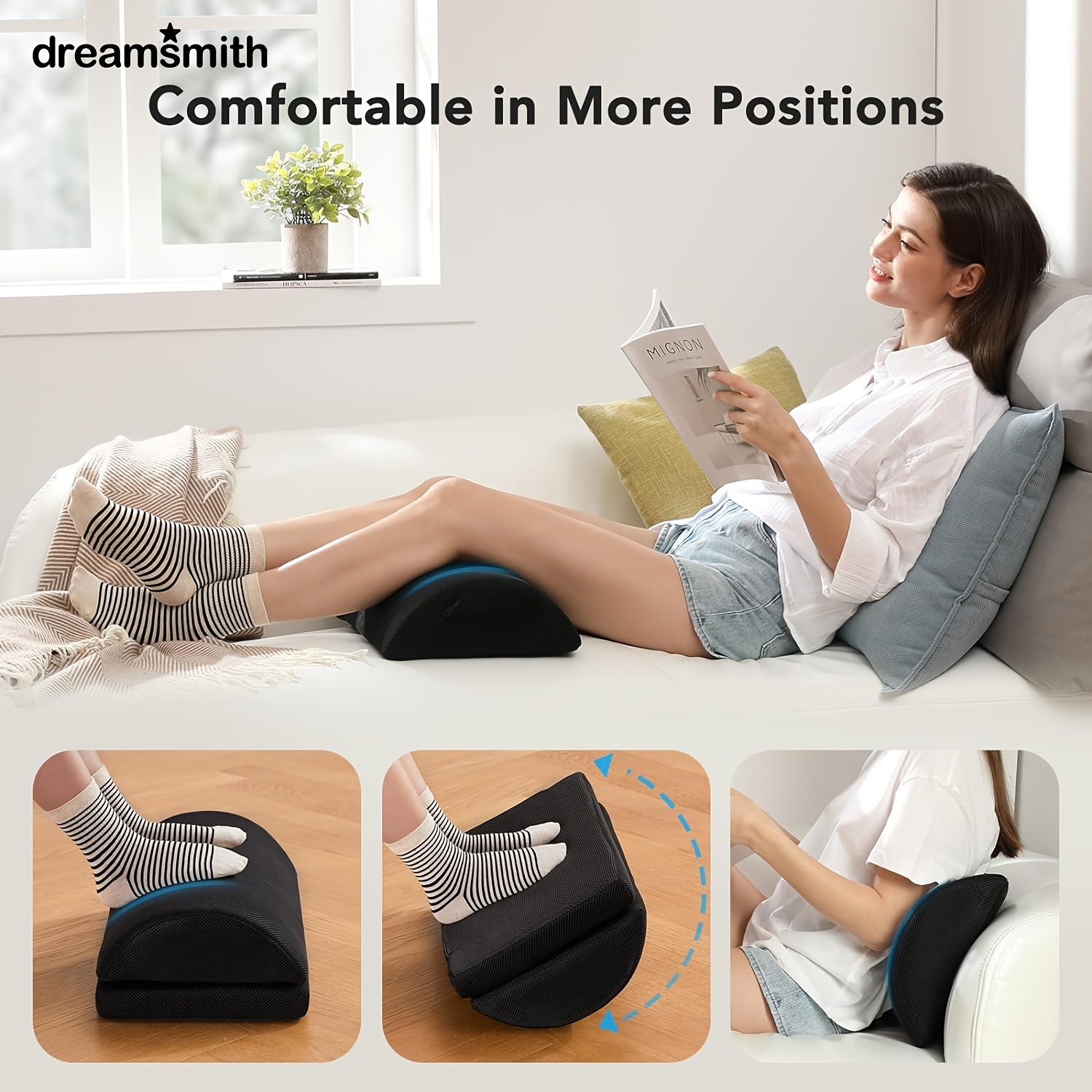 

Dreamsmith Adjustable Footrest With 2 Height Options, Foot Rest For Under Desk , Memory For Desk, Home, And Travel, Office Accessories For Pc, Your Work And