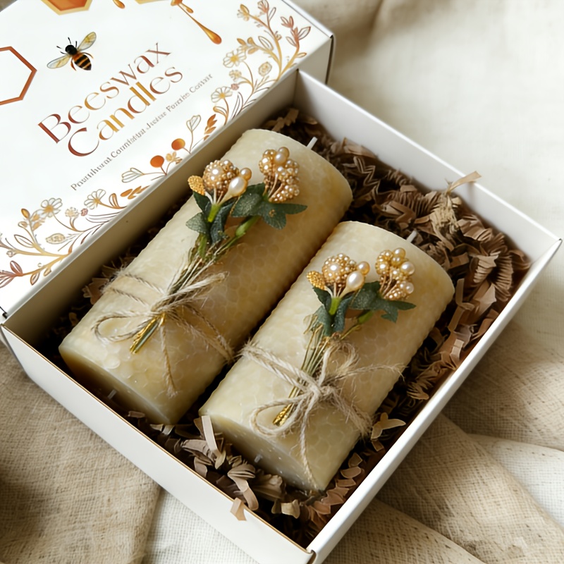 TEMU A Set Of 2 , , Long Burning, Candles, Household Beeswax, Decoration, , Emergency