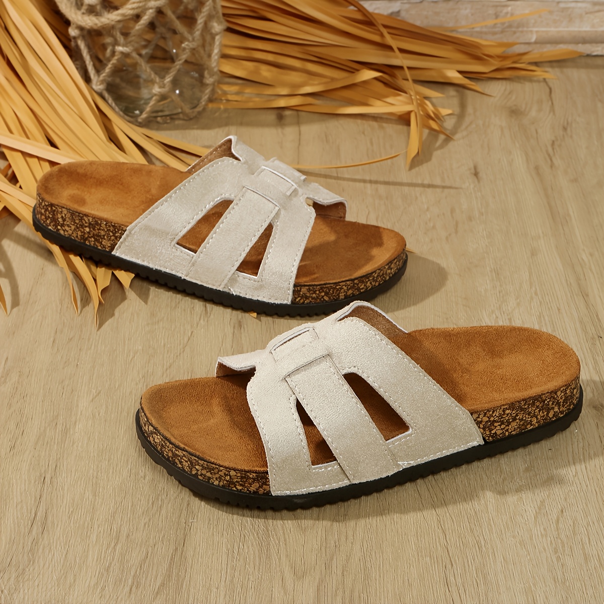 TEMU Women's Mule Shoes With Cutout Design, Cork Eva Sole, Stylish And Versatile For Easy , Women Shoes