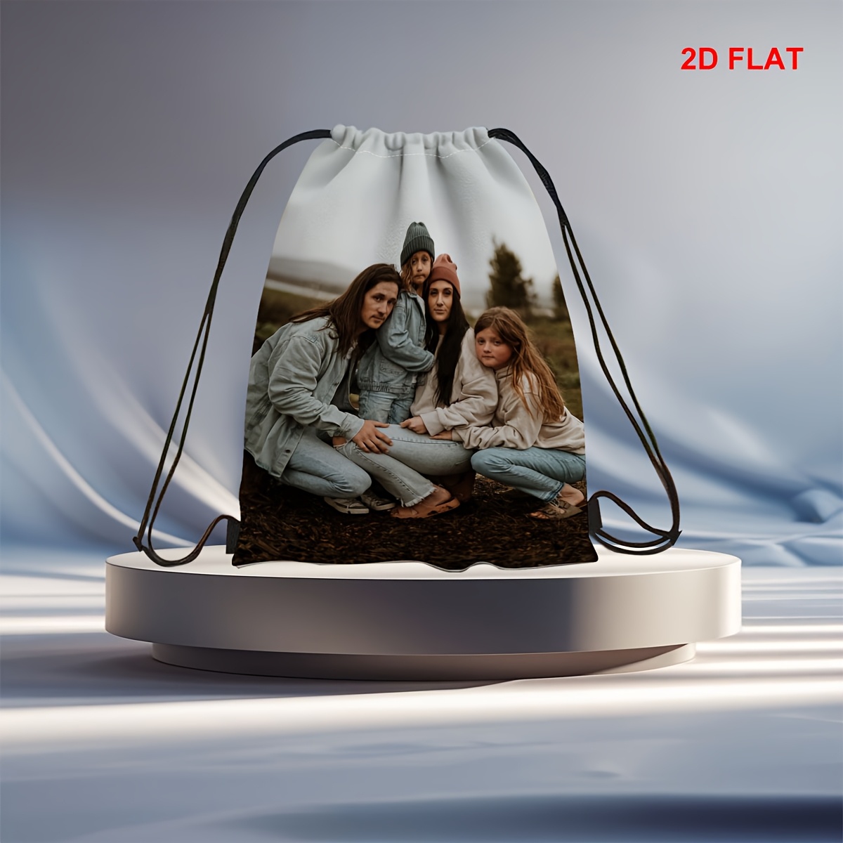 TEMU [customization] 1pc Custom Photo Drawstring Backpack, Your Photo, , Double-sided Printing, Personalized Sunset Outdoor Drawstring Bag, Suitable