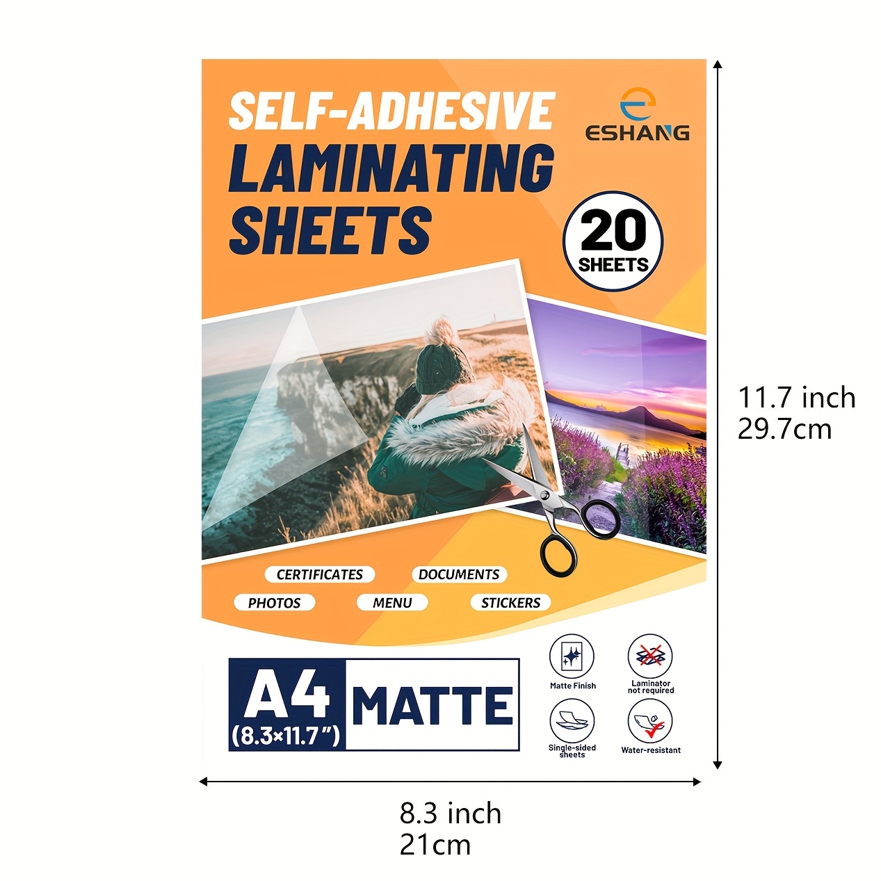 TEMU Self-adhesive Cold Laminating Sheets, For Letter, Photo, Card, , I.d. Badge And Business Card. No Heat, Needed, -sealing Pouches, A4, 20 Sheets,