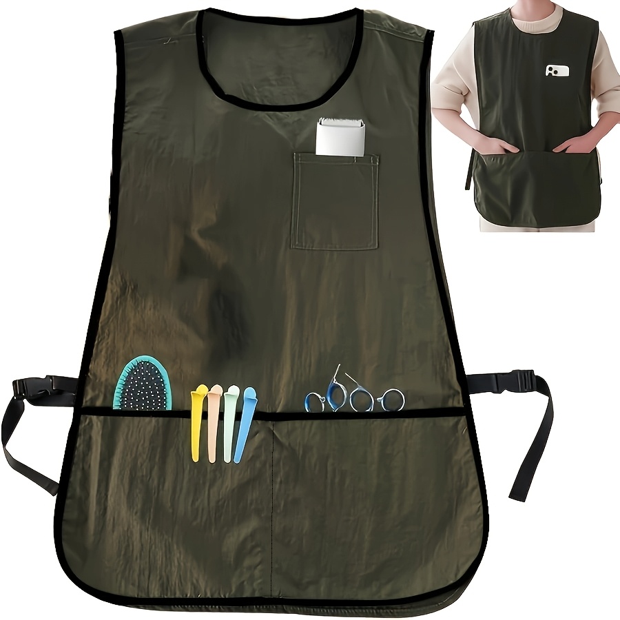TEMU Hairdressing Apron Gown Stylist Apron Vest, With 3 Pockets Barber Jacket Men And Women Barber Vest Sleeveless