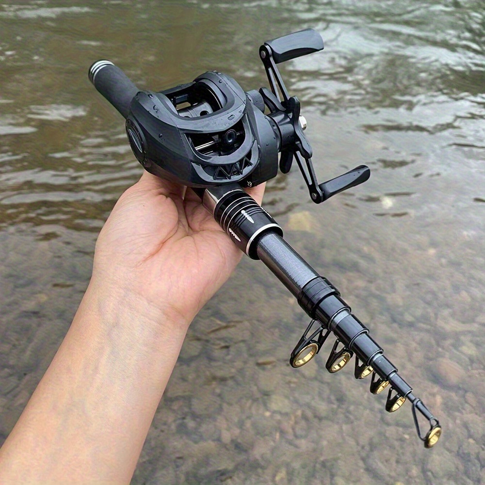 1 5 1 8   4  durable long range fishing rod set telescopic portable hard carbon sea fishing rod high speed ratio 7 2 1 baitcasting wheel combo suitable for mobile sea fishing scenes spinning fishing rod professional    