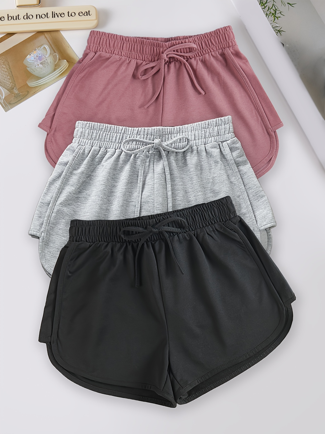 3pcs set summer womens lightweight shorts elastic waistband loose breathable casual pants suitable for running and yoga comfortable hot pants