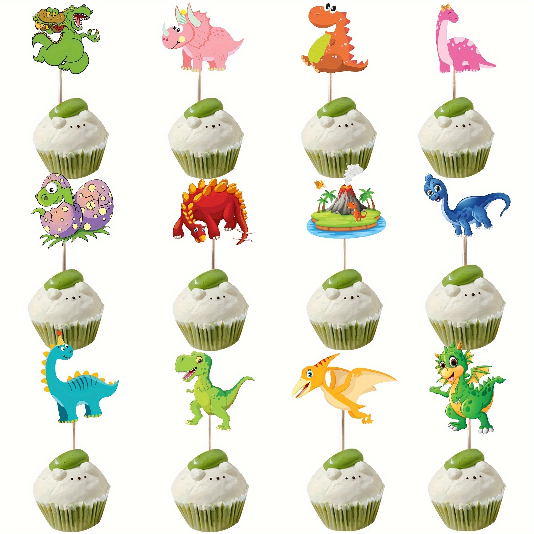 

24pcs Dinosaur Birthday Cake Toppers Dinosaur Cake Decorations For Dinosaur Birthday Party Supplies Decorations Dino Cupcake Toppers