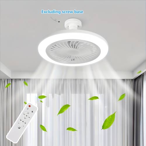 3 gear adjustable indoor suspension intelligent ceiling fan light with remote control 28w e27 socket fan light 3 colors lighting dimmable led bulb fan with light screw in ceiling fan light for bedroom kitchen storage room 10 white fan light