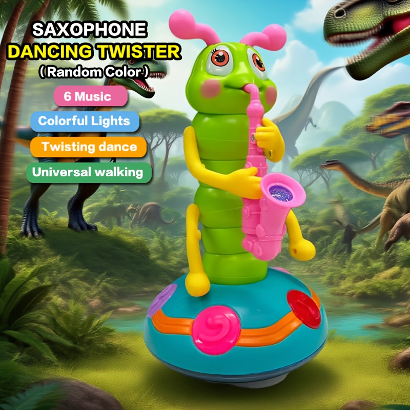 interactive twisting worm saxophone toy with dancing music colorful lights educational safe abs material 6 colors white no batteries needed christmas halloween gift for kids kid toy design durable construction preschool children early childhood education sturdy construction young children best for christmas Product details 0