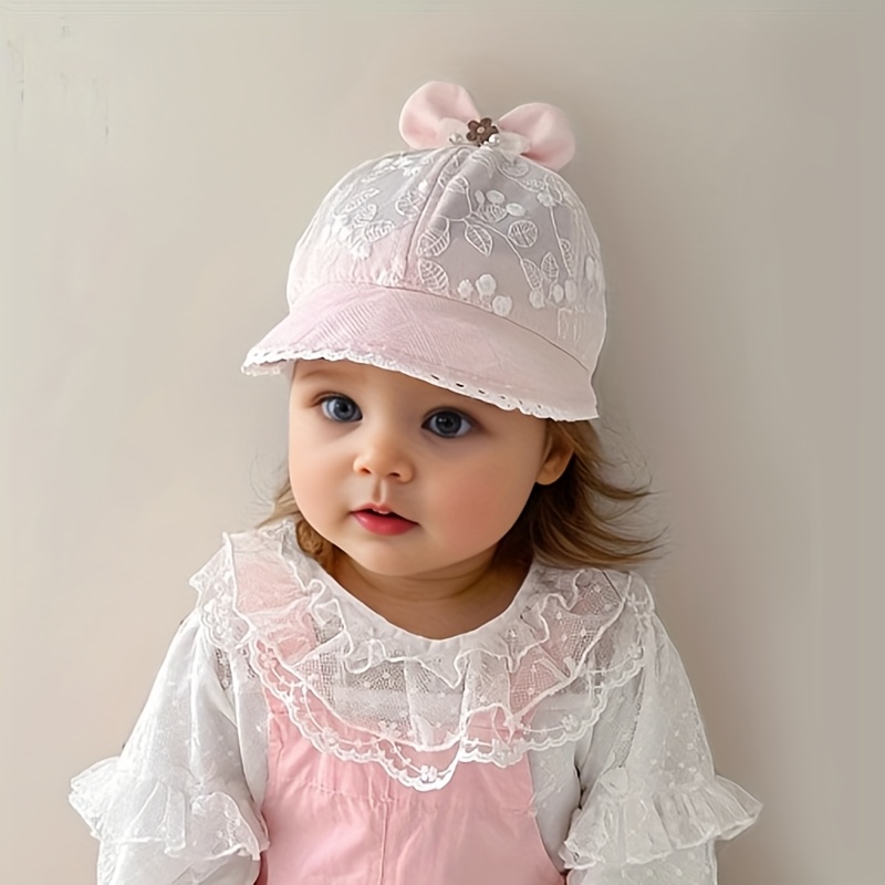 Image of 1 Baby Bucket Hat, Spring/summer Sun Fisherman Hat, Cute Thin Breathable Hat For Girls, Suitable For Outdoor Travel And Parties, For Babies 6-24 Months