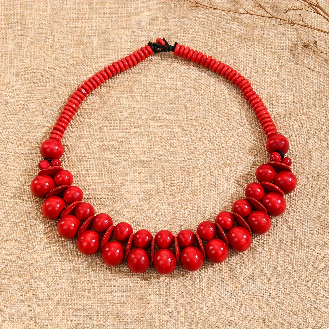 Bohemian Vintage Style Beaded Necklace, Handcrafted