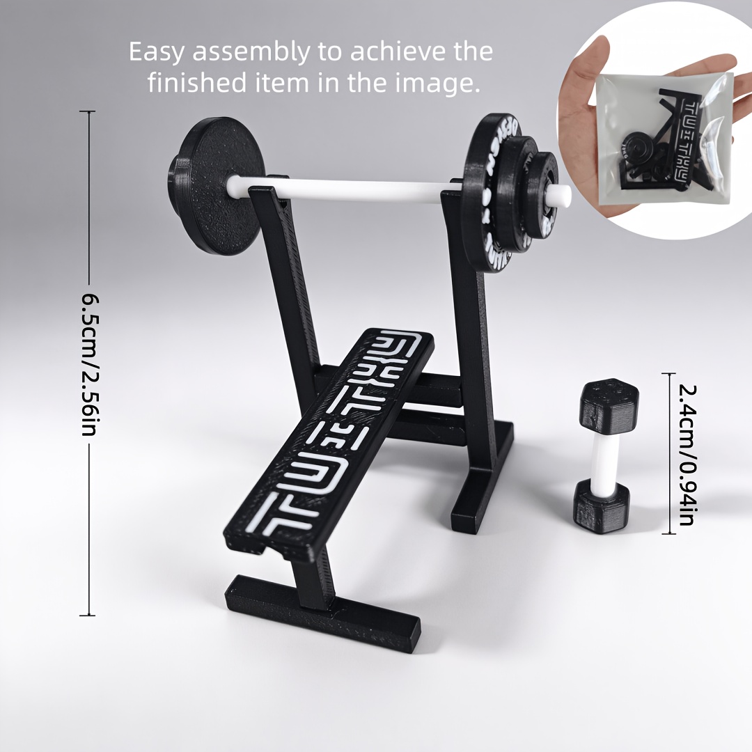 TEMU A Set Of Miniature Simulation Models Including 1 Bench Press Barbell And 1 Small Barbell, Suitable For Model Houses, Dwarf Miniature-themed