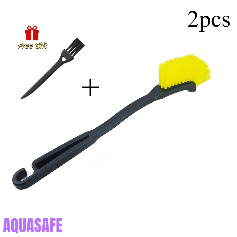 TEMU 2pcs Set: 1 Tire Brush + 1 Cleaning Brush, Hard Bristle Car Cleaning Brush, Car Tire And Carpet Cleaning Brush, Compact And Durable, Ideal For