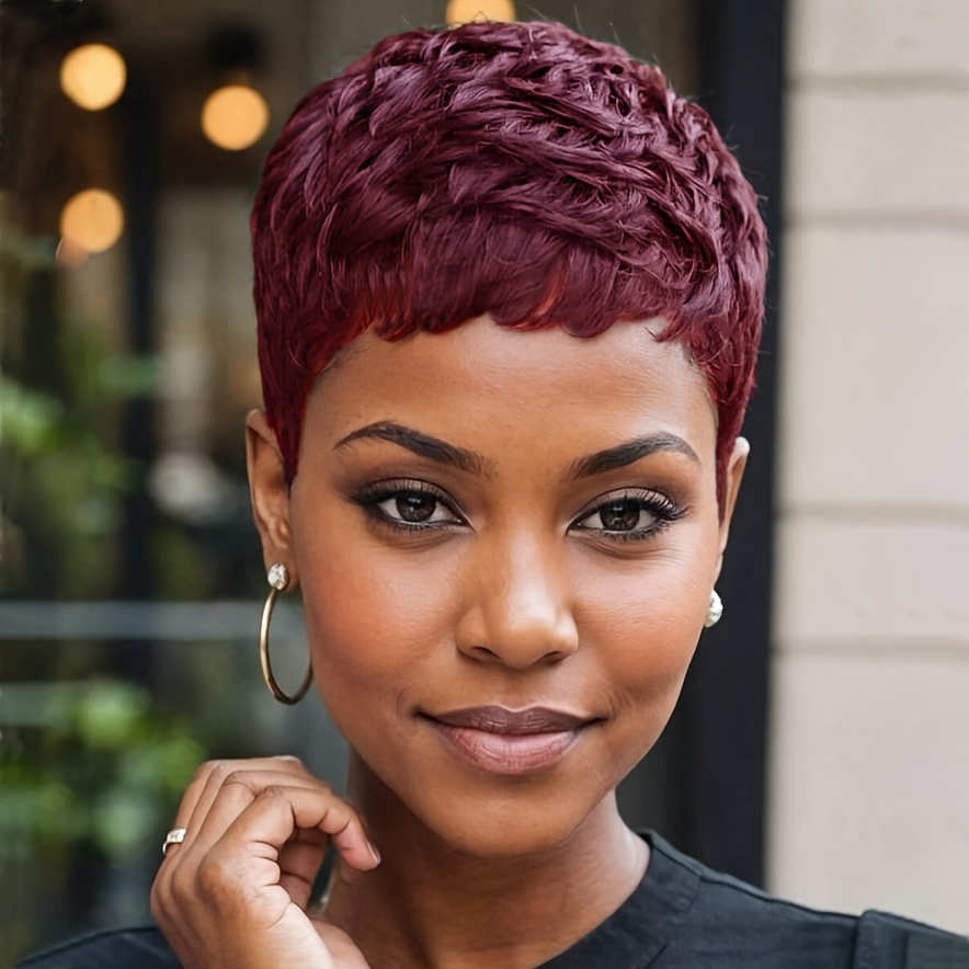 TEMU Women' Short Cut Wig With Bangs - Looking Body Synthetic Hair, Layered Boy Cut Style, For - Short Layered Hair Wig For Daily & Special Occasions (colored Wigs Suitable For )