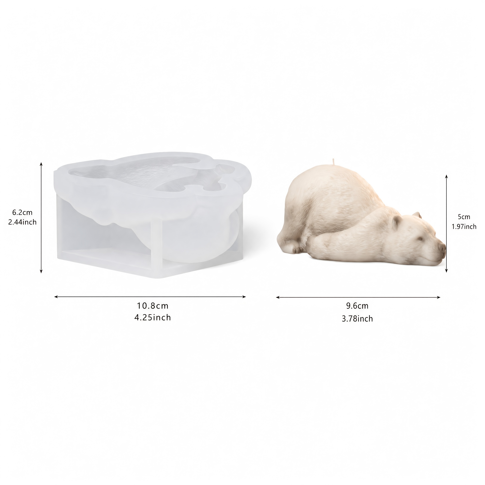 TEMU Adorable Polar Bear Silicone Mold Suitable For Diy Crafts - High-toughness Soft Clay & Wax Molds With Detailed Lying Polar Bear Shape, Multi-use