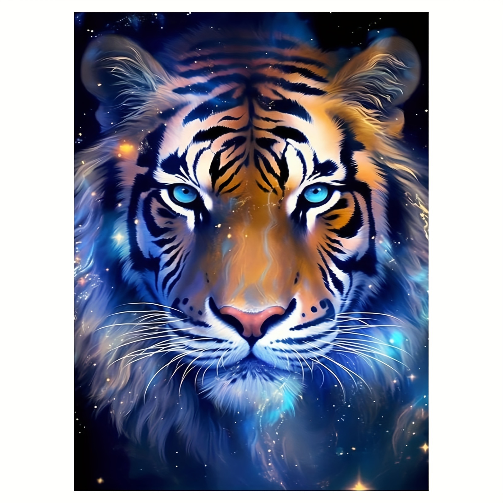 

Fluorescent Tiger Canvas Art Print, 12x16" - Frameless Wall Decor For Home, Office, Cafe | Vibrant Poster For Bedroom, Living Room, Kitchen