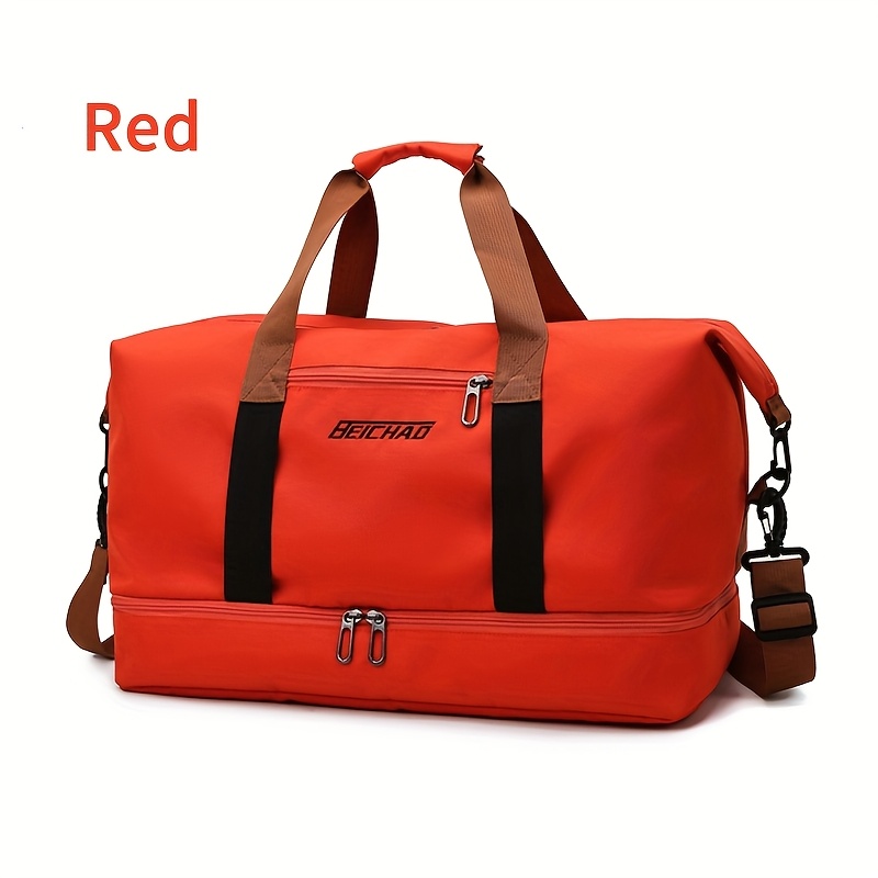 TEMU Large Capacity Travel Bag For Separating Dry And Wet Items, Suitable For Leisure Outdoor Trips, Women' And Yoga, As Well As A Weekend Overnight Tote