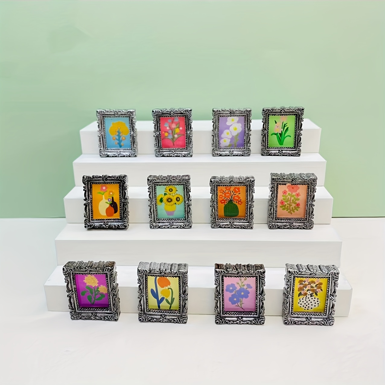 12pcs Diy Miniature Photo Frame Ornaments, Home Desktop Decorations, Diy Decoration Accessories, Mini Picture Frames