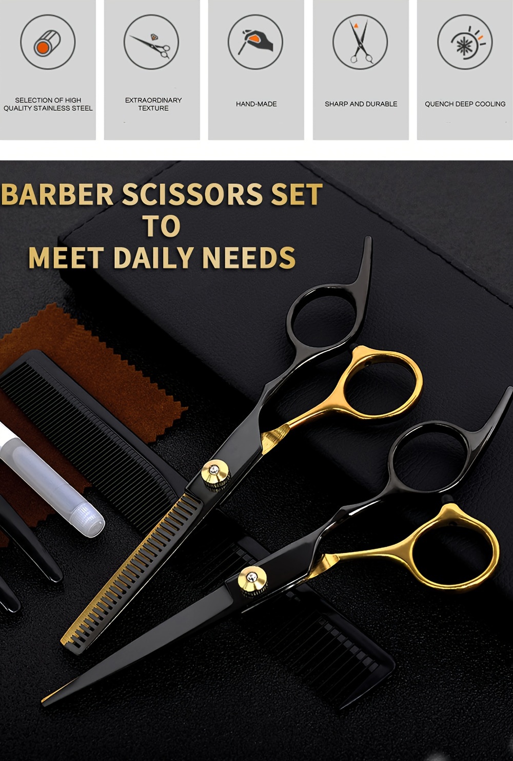 13 pcs 理发剪刀套件，专业理发剪带理发剪刀稀剪，理发剪剪，男士剪发混合沙龙剪刀 商品详情 3