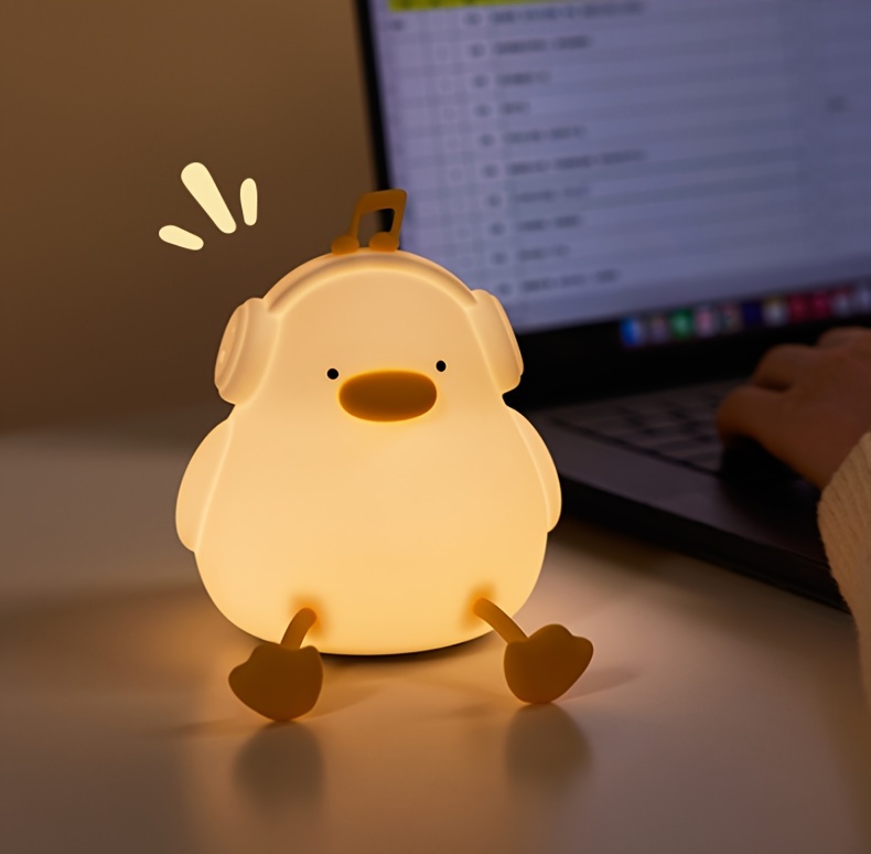 happy duck enjoy duck silicone night light smart patting light usb rechargeable   sleep   sensing atmosphere light three levels dimmable   room decoration christmas birthday gift animal cute duck light Product details 9