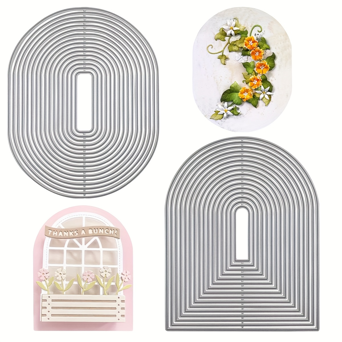 TEMU 2pcs Arch Metal Die Cut And Oval Border Die Cut, 2 Shapes For Card Making, Cutting Die Templates, Metal Embossed Paper Dies For Card Making